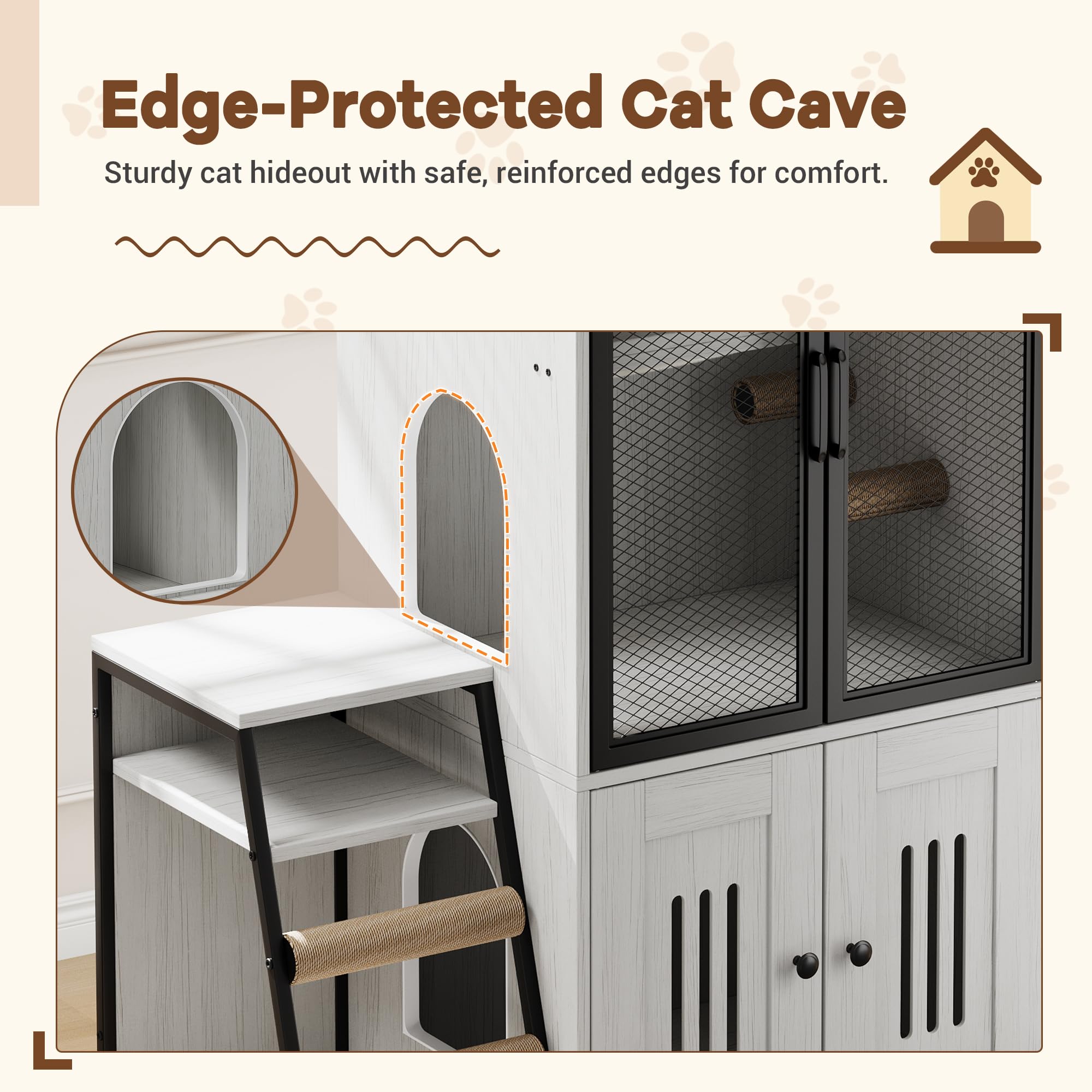 Amazon.co.jp: 猫トイレ 収納家具 多匹用 扉付き 2段式 隠せる 室内用